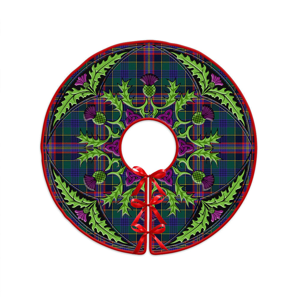 ScotsTee Shop Scottish Pitcairn Hunting Modern Clan Crest Tartan Christmas Tree Skirt Scottish Thistle Design