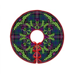 ScotsTee Shop Scottish Pitcairn Hunting Modern Clan Crest Tartan Christmas Tree Skirt Scottish Thistle Design