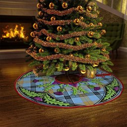 ScotsTee Shop Scottish Laing (Lang) Ancient Clan Crest Tartan Christmas Tree Skirt Scottish Thistle Design