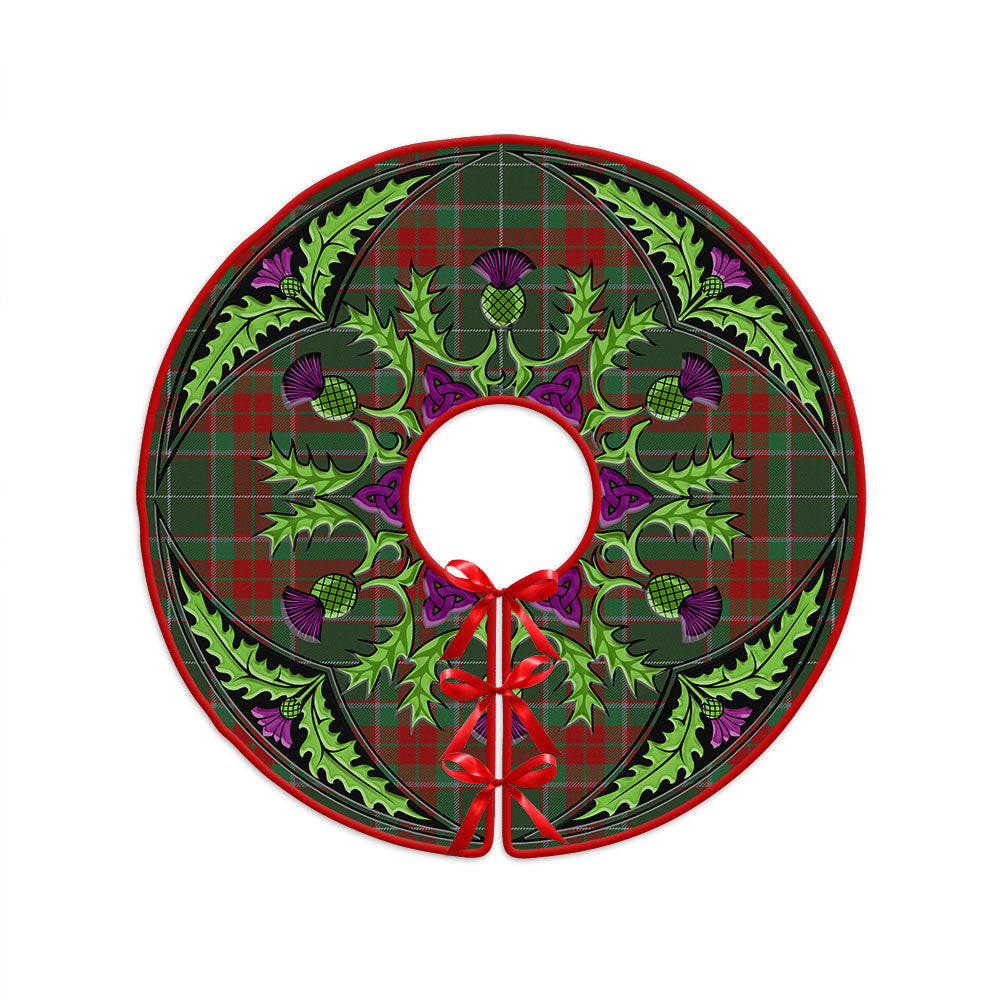 ScotsTee Shop Scottish Ramsay Green Modern Clan Crest Tartan Christmas Tree Skirt Scottish Thistle Design