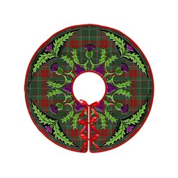 ScotsTee Shop Scottish Ramsay Green Modern Clan Crest Tartan Christmas Tree Skirt Scottish Thistle Design