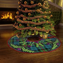 ScotsTee Shop Scottish MacKinlay Ancient Clan Crest Tartan Christmas Tree Skirt Scottish Thistle Design