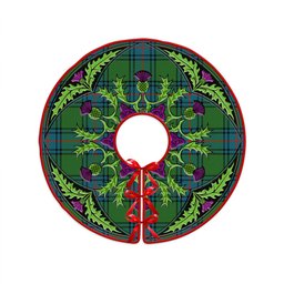 ScotsTee Shop Scottish Shaw Ancient Clan Crest Tartan Christmas Tree Skirt Scottish Thistle Design