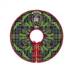 ScotsTee Shop Scottish MacIsaac Weathered Clan Crest Tartan Christmas Tree Skirt Scottish Thistle Design