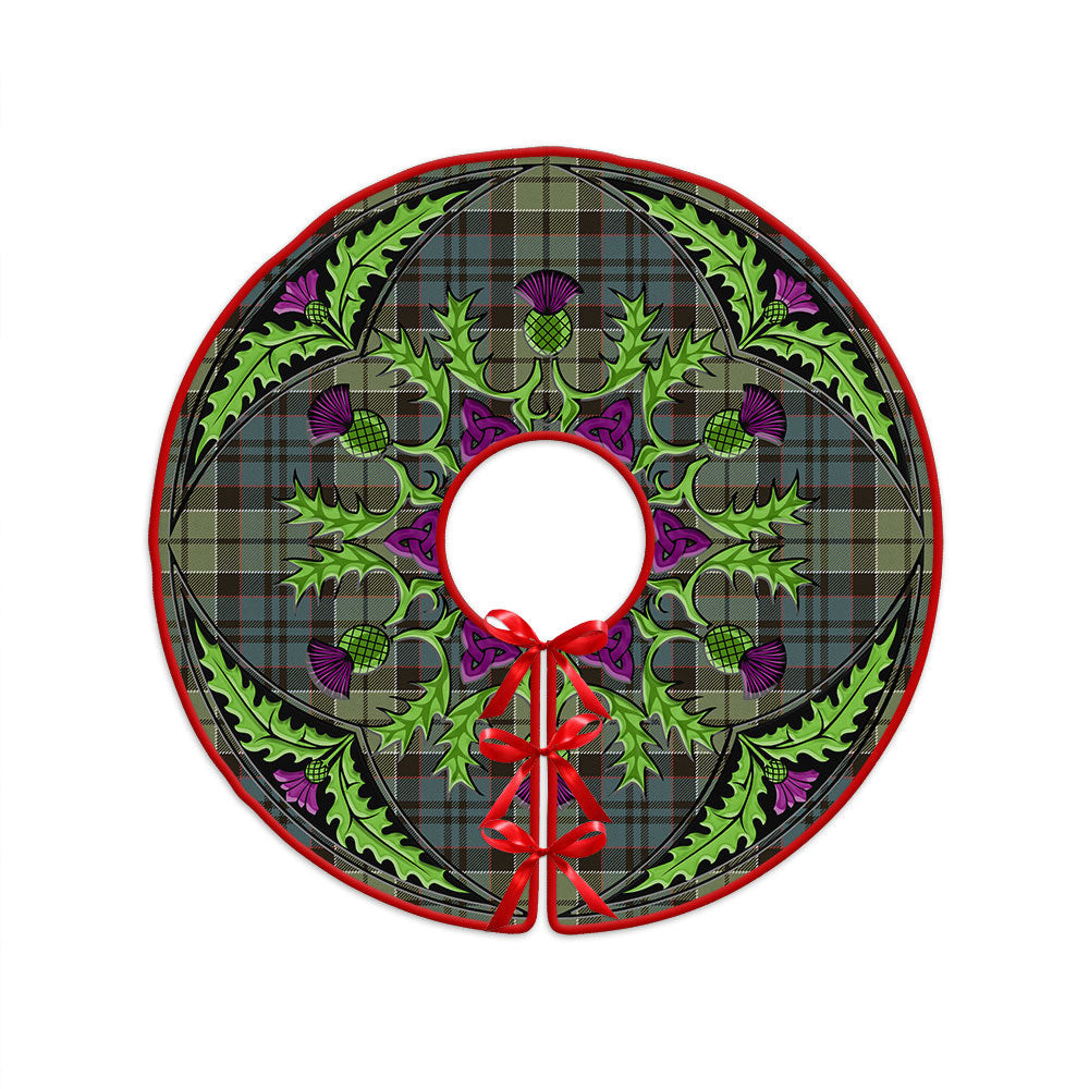ScotsTee Shop Scottish MacIsaac Weathered Clan Crest Tartan Christmas Tree Skirt Scottish Thistle Design