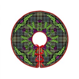 ScotsTee Shop Scottish MacIsaac Weathered Clan Crest Tartan Christmas Tree Skirt Scottish Thistle Design