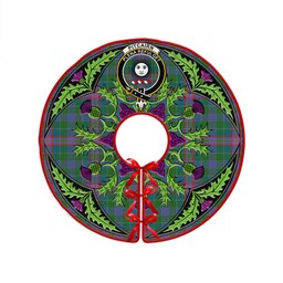 ScotsTee Shop Scottish Pitcairn Hunting Ancient Clan Crest Tartan Christmas Tree Skirt Scottish Thistle Design