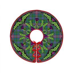 ScotsTee Shop Scottish Pitcairn Hunting Ancient Clan Crest Tartan Christmas Tree Skirt Scottish Thistle Design