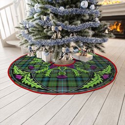 ScotsTee Shop Scottish Rankin (Dalgliesh) Ancient Clan Crest Tartan Christmas Tree Skirt Scottish Thistle Design