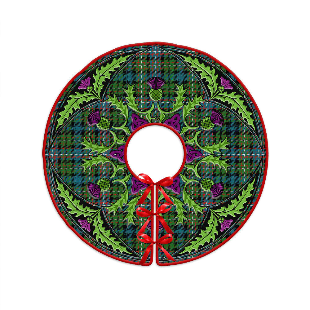 ScotsTee Shop Scottish Rankin (Dalgliesh) Ancient Clan Crest Tartan Christmas Tree Skirt Scottish Thistle Design