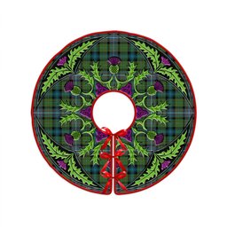ScotsTee Shop Scottish Rankin (Dalgliesh) Ancient Clan Crest Tartan Christmas Tree Skirt Scottish Thistle Design