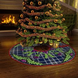 ScotsTee Shop Scottish Ochterlony (Auchterlony) Modern Clan Crest Tartan Christmas Tree Skirt Scottish Thistle Design