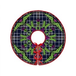 ScotsTee Shop Scottish Ochterlony (Auchterlony) Modern Clan Crest Tartan Christmas Tree Skirt Scottish Thistle Design