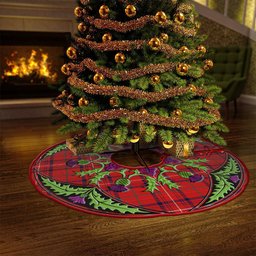 ScotsTee Shop Scottish Rose Modern Clan Crest Tartan Christmas Tree Skirt Scottish Thistle Design