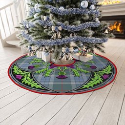 ScotsTee Shop Scottish Thorburn (Thurburn) Weathered Clan Crest Tartan Christmas Tree Skirt Scottish Thistle Design