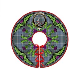 ScotsTee Shop Scottish Thorburn (Thurburn) Weathered Clan Crest Tartan Christmas Tree Skirt Scottish Thistle Design