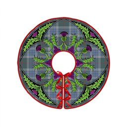 ScotsTee Shop Scottish Thorburn (Thurburn) Weathered Clan Crest Tartan Christmas Tree Skirt Scottish Thistle Design