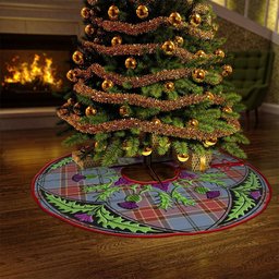 ScotsTee Shop Scottish Traill (Trayle) Ancient Clan Crest Tartan Christmas Tree Skirt Scottish Thistle Design