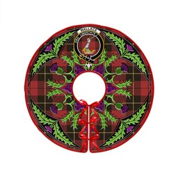 ScotsTee Shop Scottish Wallace (Wallas) Weathered Clan Crest Tartan Christmas Tree Skirt Scottish Thistle Design