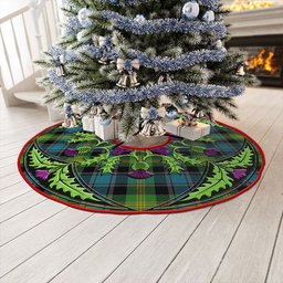 ScotsTee Shop Scottish Watson (Wate Watt) Ancient Clan Crest Tartan Christmas Tree Skirt Scottish Thistle Design