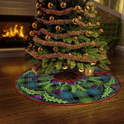 ScotsTee Shop Scottish Watson (Wate Watt) Ancient Clan Crest Tartan Christmas Tree Skirt Scottish Thistle Design