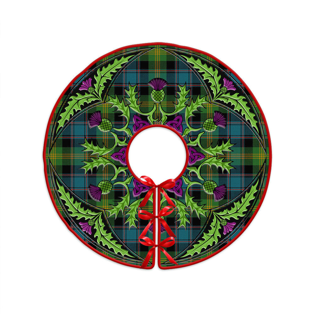 ScotsTee Shop Scottish Watson (Wate Watt) Ancient Clan Crest Tartan Christmas Tree Skirt Scottish Thistle Design