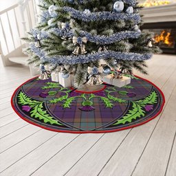 ScotsTee Shop Scottish Wardlaw Weathered Clan Crest Tartan Christmas Tree Skirt Scottish Thistle Design