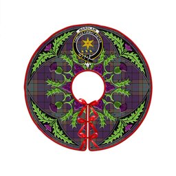 ScotsTee Shop Scottish Wardlaw Weathered Clan Crest Tartan Christmas Tree Skirt Scottish Thistle Design