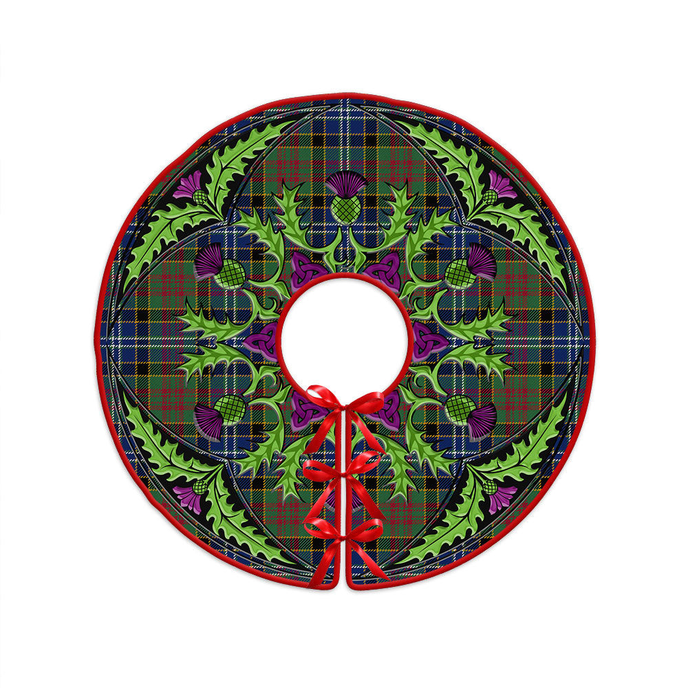 ScotsTee Shop Scottish Paisley Drennan (Drennan Drennan) Modern Clan Crest Tartan Christmas Tree Skirt Scottish Thistle Design