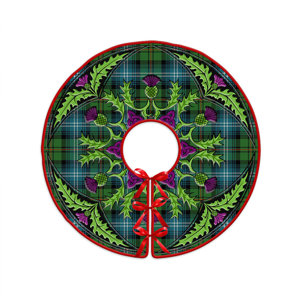 ScotsTee Shop Scottish Urquhart Ancient Clan Crest Tartan Christmas Tree Skirt Scottish Thistle Design