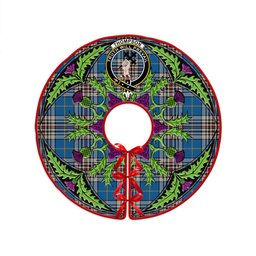 ScotsTee Shop Scottish Thompson Variant (Thomson Variant) Ancient Clan Crest Tartan Christmas Tree Skirt Scottish Thistle Design