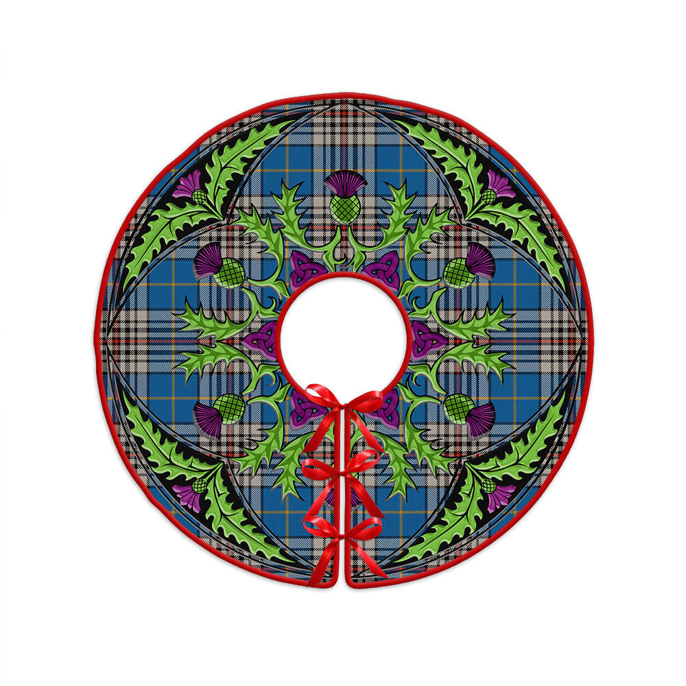 ScotsTee Shop Scottish Thompson Variant (Thomson Variant) Ancient Clan Crest Tartan Christmas Tree Skirt Scottish Thistle Design