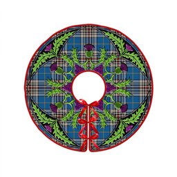 ScotsTee Shop Scottish Thompson Variant (Thomson Variant) Ancient Clan Crest Tartan Christmas Tree Skirt Scottish Thistle Design
