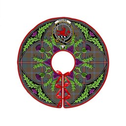 ScotsTee Shop Scottish Young Weathered Clan Crest Tartan Christmas Tree Skirt Scottish Thistle Design