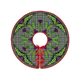 ScotsTee Shop Scottish Toshach Weathered Clan Crest Tartan Christmas Tree Skirt Scottish Thistle Design