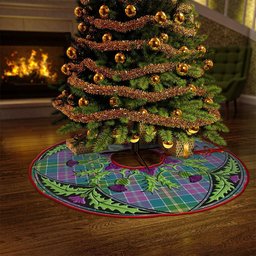 ScotsTee Shop Scottish Yule Ancient Clan Crest Tartan Christmas Tree Skirt Scottish Thistle Design
