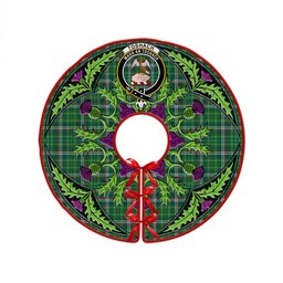 ScotsTee Shop Scottish Toshach Modern Clan Crest Tartan Christmas Tree Skirt Scottish Thistle Design