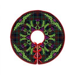 ScotsTee Shop Scottish Tennant Modern Clan Crest Tartan Christmas Tree Skirt Scottish Thistle Design