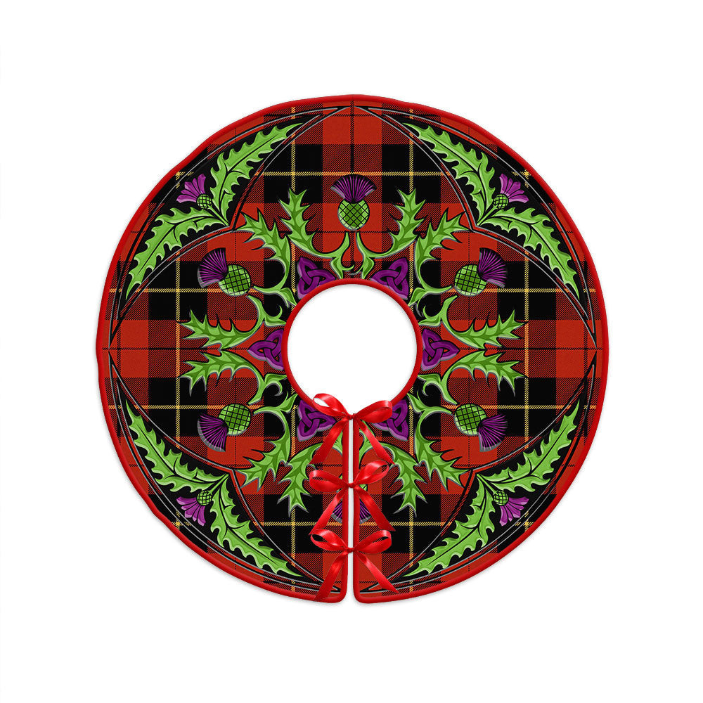 ScotsTee Shop Scottish Wallace (Wallas) Ancient Clan Crest Tartan Christmas Tree Skirt Scottish Thistle Design