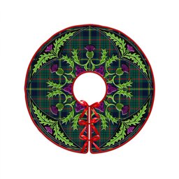 ScotsTee Shop Scottish Taylor Modern Clan Crest Tartan Christmas Tree Skirt Scottish Thistle Design