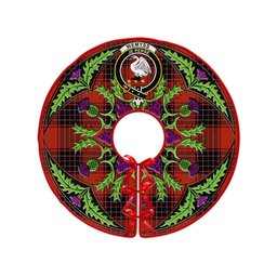 ScotsTee Shop Scottish Wemyss Ancient Clan Crest Tartan Christmas Tree Skirt Scottish Thistle Design