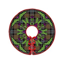 ScotsTee Shop Scottish Tait Weathered Clan Crest Tartan Christmas Tree Skirt Scottish Thistle Design