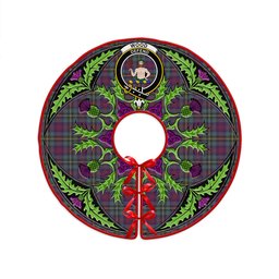 ScotsTee Shop Scottish Wood Weathered Clan Crest Tartan Christmas Tree Skirt Scottish Thistle Design