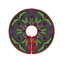 ScotsTee Shop Scottish Wood Weathered Clan Crest Tartan Christmas Tree Skirt Scottish Thistle Design