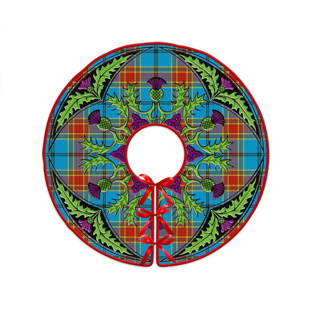 ScotsTee Shop Scottish Traill (Trayle) Weathered Clan Crest Tartan Christmas Tree Skirt Scottish Thistle Design