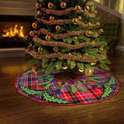 ScotsTee Shop Scottish Udny Clan Crest Tartan Christmas Tree Skirt Scottish Thistle Design