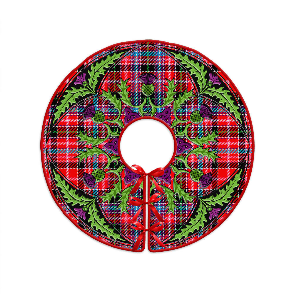 ScotsTee Shop Scottish Udny Clan Crest Tartan Christmas Tree Skirt Scottish Thistle Design
