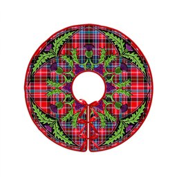 ScotsTee Shop Scottish Udny Clan Crest Tartan Christmas Tree Skirt Scottish Thistle Design