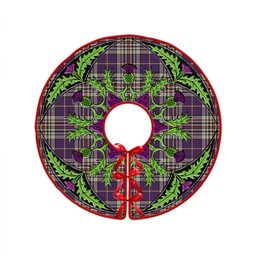 ScotsTee Shop Scottish Thompson Variant (Thomson Variant) Weathered Clan Crest Tartan Christmas Tree Skirt Scottish Thistle Design
