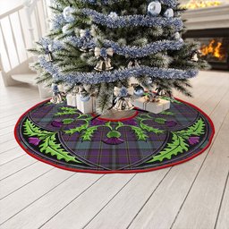 ScotsTee Shop Scottish Weir Weathered Clan Crest Tartan Christmas Tree Skirt Scottish Thistle Design